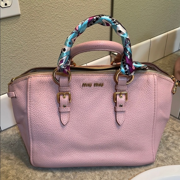 Miu Miu Pink Pebbled Leather Handbag - Picture 14 of 14
